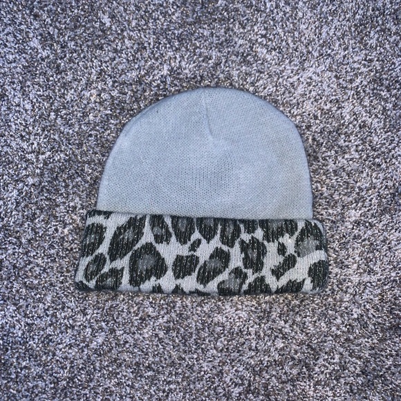 Other - Grey Leopard Print Beanie Winter Hat for Kids One Size